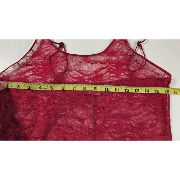 Victoria's secret sexy lace cami teddy lingerie red lycra blend made in USA sz M - Picture 6 of 7